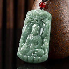 Tathagata Buddha Dragon Jade Amulet String Necklace