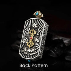 Tibetan Om Mani Padme Hum Carved Rotatable Lotus Pattern Necklace Pendant