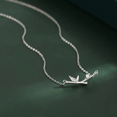 Bamboo Leaf Design Copper Zircon Wealth Necklace Pendant