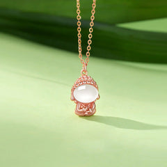 925 Sterling Silver Chalcedony Formless Buddha Positive Necklace Pendant
