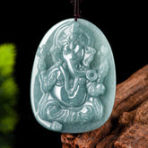 Natural Jade Elephant Protection Amulet Necklace Pendant