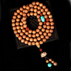 Tibetan Sandalwood Lotus Enlightenment Charm Mala Bracelet