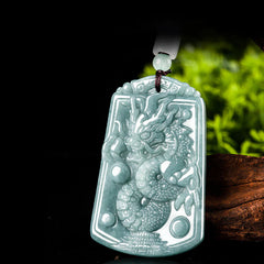 Year of the Dragon Chinese Zodiac Dragon Travels the World Jade Strength Necklace Pendant