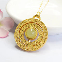 Hetian Jade Hundred Blessings 'Fu' Character Rotatable Necklace Pendant