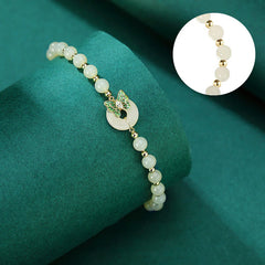 925 Sterling Silver Natural Jade Peace Buckle Butterfly Zircon Luck Bracelet Necklace Pendant