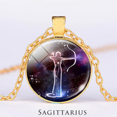 12 Zodiac Constellations Moon Starry Sky Protection Blessing Necklace Pendant
