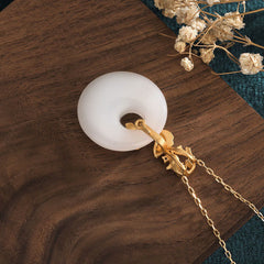 White Jade Koi Fish Necklace Pendant for Wealth and Prosperity