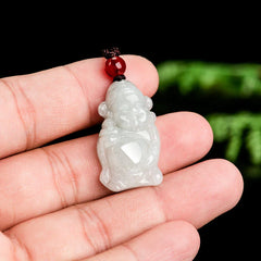 Natural Jade Wealth God Ingot Luck Necklace Pendant