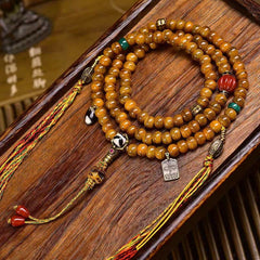 Tibetan 108 Beads Yak Bone Dzi Bead Evil-Repelling Mala