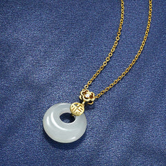 White Jade Peace Buckle Luck Necklace Pendant