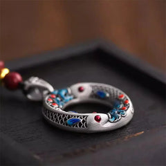 Koi Fish Peace Buckle Copper Necklace Pendant for Wealth and Luck