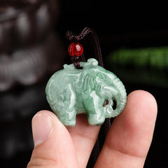 Elephant Jade Luck and Strength Necklace Pendant
