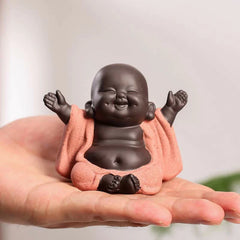 Always Smiling Purple Clay Laughing Buddha Statue Decoration