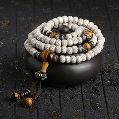 Renbeads Handmade Tibetan Tiger Eye Bodhi Seed Peace Bracelet