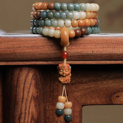 108 Mala Beads Gradient Bodhi Seed Buddha Engraved Peace Harmony Bracelet