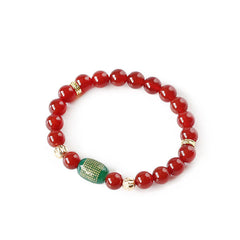 Natural Red and Green Agate Buddhist Sutras Calming Bracelet