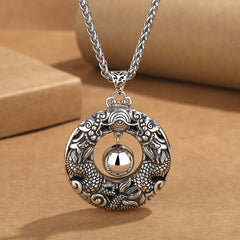 Renbeads Double Dragon Playing Bead Copper Protection Necklace Pendant