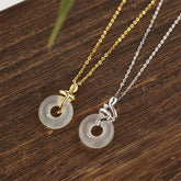 925 Sterling Silver Year Of The Snake Chalcedony Peace Buckle Necklace Pendant