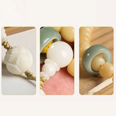 Natural Bodhi Seed Lotus Dzi Bead Peace Harmony Charm Bracelet