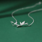 Bamboo Leaf Design Copper Zircon Wealth Necklace Pendant