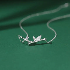 Bamboo Leaf Design Copper Zircon Wealth Necklace Pendant