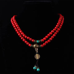 Tibetan Mala Red Turquoise Lucky Jewelry