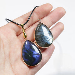 Water Drop Pattern Labradorite Healing Necklace Pendant