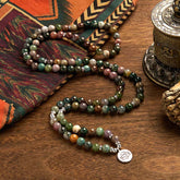108 Mala Beads Natural Stone Agate Lotus Calm Bracelet