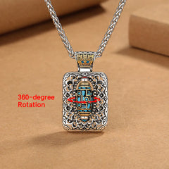 Nine Eye Dzi Bead Design Copper Healing Rotatable Necklace Pendant
