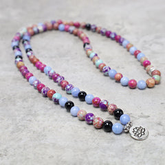 Natural Purple Real Stone Lotus Mala