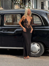 Totema Lace Halter Maxi Dress Black