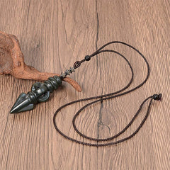 Tibetan Hetian Cyan Jade Pestle Vajra Dorje Star Harmony Necklace Pendant