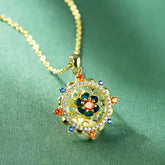 925 Sterling Silver Lotus Flower Colorful Zircon New Beginning Necklace Pendant