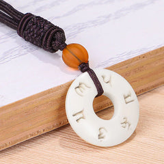 Ivory Fruit Om Mani Padme Hum Engraved Protection Necklace Pendant