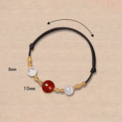 Natural Red Agate Cat Eye Calm Braided String Bracelet and Necklace Pendant
