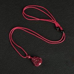 Laughing Buddha Cinnabar Blessing Necklace Pendant, Phone Hanging Decoration, Key Chain