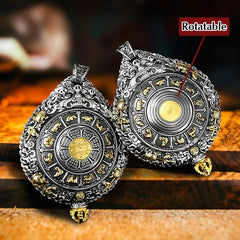 Chinese Zodiac Natal Buddha Thangka Nine Palaces Eight Diagrams Wealth Rotatable Necklace Pendant