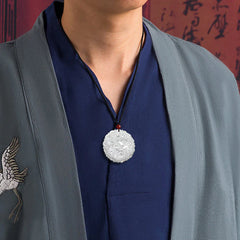 White Jade Dragon Protection Necklace Pendant