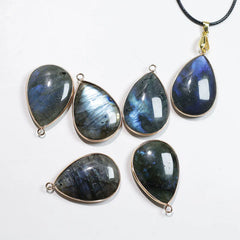 Water Drop Pattern Labradorite Healing Necklace Pendant