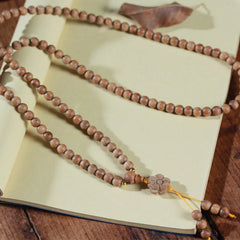 Sandalwood Plum Blossom Charm Healing Mala Bracelet