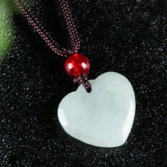 Jade Heart Prosperity Necklace Pendant