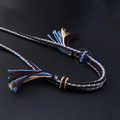 Tibetan Nine-eye Dzi Bead Braided Rope Necklace Pendant