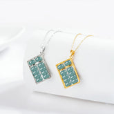 925 Sterling Silver Natural Jade Abacus Pattern Necklace Pendant