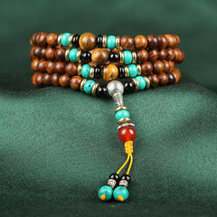 108 Beads Rosewood Tiger Eye Mala Healing Bracelet