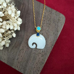White Jade Elephant Luck Necklace Pendant