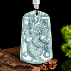 Year of the Dragon Chinese Zodiac Dragon Travels the World Jade Strength Necklace Pendant