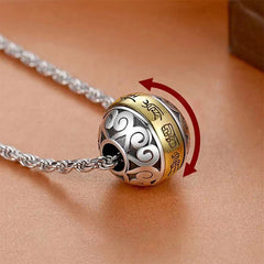 Taoist Nine Character Mantra Engraved Amulet Balance Rotatable Pendant Necklace