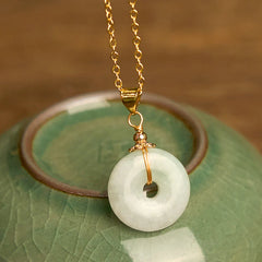 Jade Peace Buckle Luck Necklace Pendant