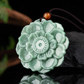 Lotus Pattern Jade Luck and Prosperity Necklace Pendant