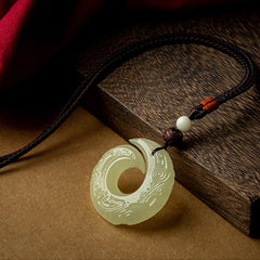 Peace Buckle Jade, Small Leaf Red Sandalwood, Cinnabar, Agate Luck Necklace Pendant